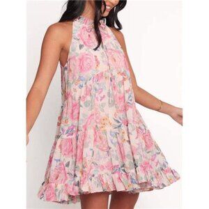 Floral Print Sleeveless Tiered Mini Dress